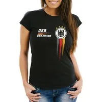 MoonWorks Print-Shirt EM Shirt Damen Deutschland Fußball Fanshirt Champion Germany mit Print