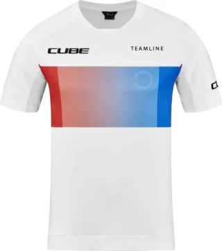 Cube Teamline Rundhalstrikot Kurzarm white'n'blue'n'red XL