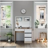 Vicco Schminktisch Sherry, Sonoma/Weiß, 90 cm mit 4 Schubladen (1-St)