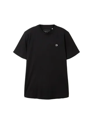 Denim Tom Tailor - Basic T-Shirt mit Logo-Print black - Gr. - M