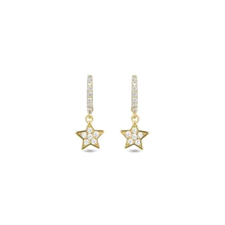 Luxenter Ohrringe aus 925er Sterlingsilber mit Zirkonia in 18K Gelbgold - Wabak