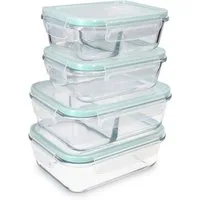 Navaris Frischhaltedose Navaris Frischhaltedosen Glas 4er Set auslaufsicher, Glas