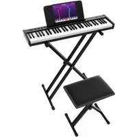 COSTWAY Home-Keyboard, 61 Tastatur, mit Keyboardständer & Hocker, Bluetooth-MIDI