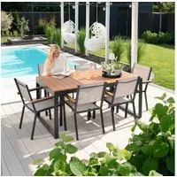 HOME DELUXE Garten-Essgruppe Garten-Sitzgruppe SIERA SEDIA, 160 x 90 x 90 x 75 cm - Gartentisch inkl. 6 Gartenstühle