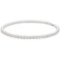 Gaura Pearls Perlenkette Herren - weiß, rund, 45 cm, 925 Silber, echte Süßwasserzuchtperlen, 925er rhodiniertes Silber