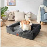 CALIYO Tierbett orthopädisches Hundebett Memory Foam Ergonomisches Hundesofa, Hundesofa mit rutschfest abnehmbarem waschbarem Bezug