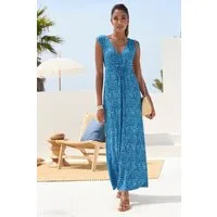 LASCANA Maxikleid mit Alloverdruck und Tunnelzug unter der Brust langes Sommerkleid, Druckkleid, ärmelloses Jerseykleid