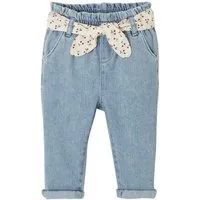 vertbaudet Regular-fit-Jeans Mädchen Baby Jeans mit Stoffgürtel