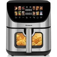 Sinaopus Heißluftfritteuse 8,5 L XXL Airfryer mit LED-Farbdisplay, großem Sichtfenster, 1800,00 W, 12 Automatikprogrammen und 1800 W Leistung