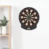 HOMCOM Dartscheibe Elektronische Dartscheibe Dart-set 30 Dartköpfe 26 Spiele Schwarz, (Dartspiel mit LCD-Anzeige, 1-tlg., Dart-set), Schwarz 39,5 x 2,2 x 44 cm