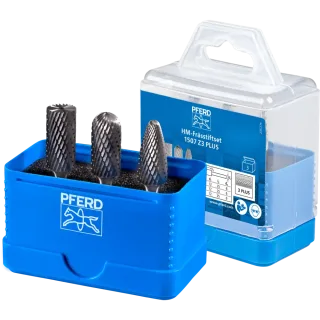 PFERD TOOLS Hartmetall Frässtift Set 1507 Zahnung 3 PLUS 3-tlg. 12mm universal mittel kreuzverzahnt - 21901507