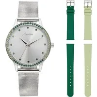 Aniston JEWELRY & WATCHES Quarzuhr, (Set, 3-tlg., mit 2 Wechselbändern), Armbanduhr, Damenuhr, analog, neue Kollektion