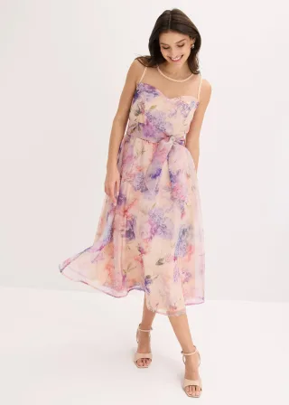 bonprix Midikleid aus zartem Tüll, rosa, Gr.44, Bezauberndes Midikleid aus zartem Tüll mit Netz-Einsatz und Binde-Detail an der Taille