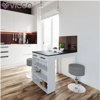 Vicco Bartisch Repose, Anthrazit/Weiß/Weiß, 67 x 100 cm mit 2 Hockern (3-St)
