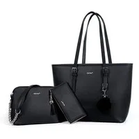 TAN.TOMI Shopper 3-Tlg Handtasche Damen Schultertasche Handtaschen Tragetasche Set (3-tlg), Groß Damen Handtasche, ​Geschenke für Frauen in schlichter Optik