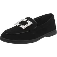 Ital-Design Eleganter Damenschuh mit Schnalle für Alltag und Freizeit Slipper (91409583) Blockabsatz Mokassins in Schwarz