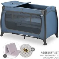 Hauck Baby-Reisebett Play'n Relax Center - Dark Blue, Babyreisebett mit Matratze, Insektenschutz, Wickelauflage, Einhang