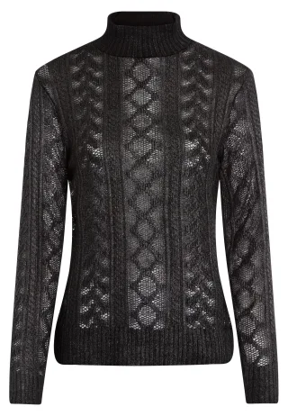 Marc Aurel - Shirt mit Zopfmuster charcoal - Gr. - 38