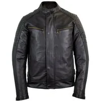 MDM Motorradjacke Herren Motorrad Lederjacke Echtleder Retro Bikerjacke Protektoren (Set, 1x Motorrad Lederjacke, 5x Protektoren) Retro Used Look, Herausnehmbare Protektoren, Thermofutter