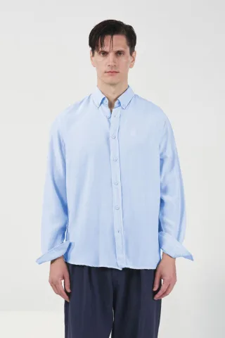 Regulär geschnittenes Button-Up Popeline-Hemd