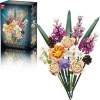 Esun Klemmbausteine Blumen 12 Wildblumen Set Blumenstrauß Bausteine 1190 St Spielbausteine, (Set, 1190 St., Komplettset), Geschenk für Frauen Männer Kinder Erwachsene