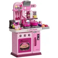 AIYAPLAY Spielküche Kinderküche mit Herd, Licht- und Soundfunktion Spielzeugküche Kunststoff, ABS, für 3-6 Jahre, Rosa