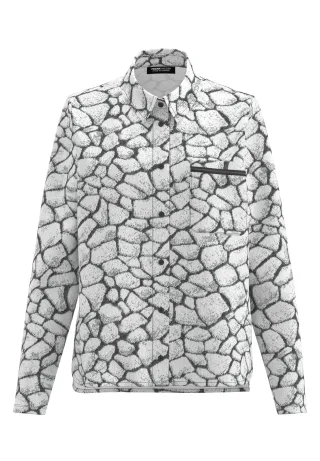 FRANK WALDER - Bluse ELEMENTS mit Statement-Print anthrazit/ecru - Gr. - 44
