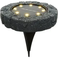 Lumineo LED Solarleuchte, warmweiß, LED Solarleuchte Bodenleuchte Polyresin 11cm Dauerbetrieb 6h warmweiß