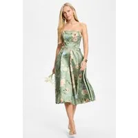 SWING Cocktailkleid - Cocktailkleid aus Twill mit Korsage Oberteil Taillierter Schnitt mit ausgestelltem Rockteil