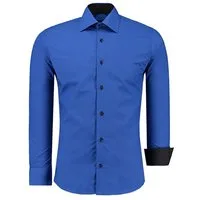 J'S FASHION Businesshemd JS12105 Slim Fit Langarm Herren Hemd mit farblich abgesetzten Elementen, Langarm Kentkragen Uni