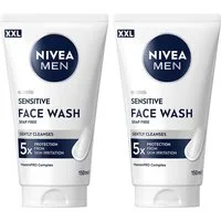 Nivea Men Gesichtsreinigungsgel Sensitive Waschgel XXL 2 x 150ml, 2-tlg., Gesichtsreinigung
