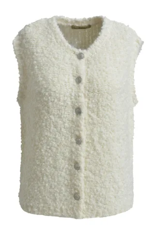 Smith&Soul - BouclÃ© Knit Vest with Buttons cream white - Gr. - M