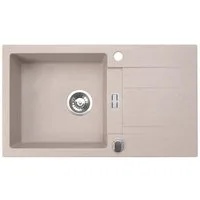 inter Granitspüle Rom inkl. Siphon und Befestigungsmaterial 76 x 19 x 44 cm, Komplett-Set, (Set, Sand inkl. Siphon und Befestigungsmaterial), hitzebeständig und besonders robust, moderne Naturstein-Optik