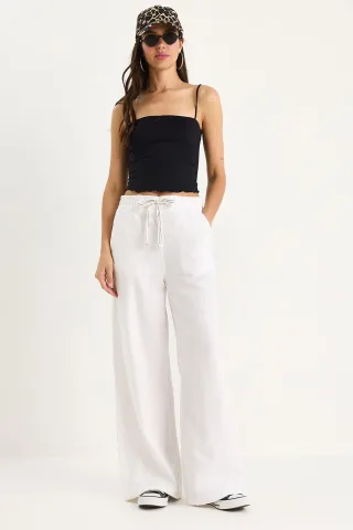 Elastische Palazzo-Hose mit Gummibund