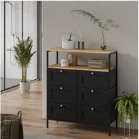 Vicco Kommode Belaro, Schwarz, 80 x 95 cm mit 6 Schubladen (1 St)