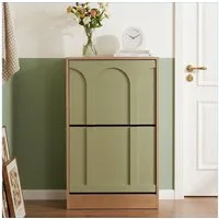 UEV Schuhschrank schmal mit 2 Klappen, Modern Schuhregal Schuhkipper 50x24x80cm (Schuhkommode mit Kippschutz) Flurmöbel Geschlossen mit verstellbarer Trennwände für Flur Eingang