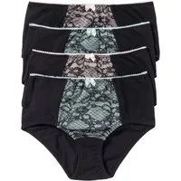 bonprix Maxislip (Packung, 4-St) mit farbigem Spitzeneinsatz, mit Zierschleife, bequeme Passform
