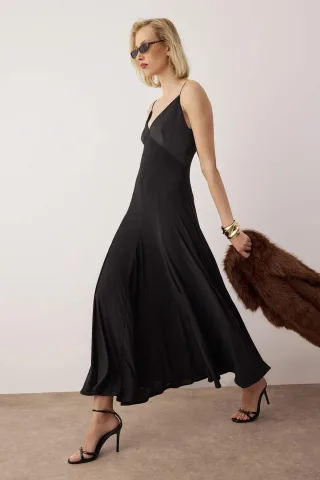 Unisex-Maxikleid, ärmellos, schick/abendlich, A-Linie, einfarbig