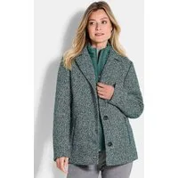 GOLDNER Outdoorjacke Moderne Wolljacke mit Steppeinsatz Wintermantel mit Fischgratmuster, Reverskragen und Langarm