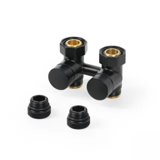 Terma Absperr-Verbundventil 50mm NA GW 3/4" (GZ 1/2")-GZ M22x1,5, Schwarz Matt, TGEOCM002, Schwarz TGEOCM002