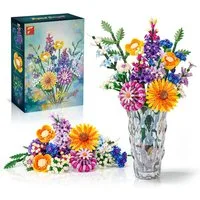 Esun Klemmbausteine Blumen 16 Wildblumen Set Blumenstrauß Bausteine 1183 St Spielbausteine, (Set, 1183 St., Komplettset), Geschenk für Frauen Männer Kinder Erwachsene