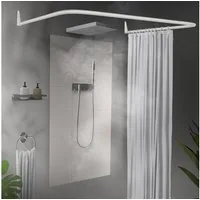 Erica Duschvorhangstange Winkelstange Dusche 85x95x85 cm, Duschstange für Vorhang, Pulverbeschichteter Stahl, 100% Rostfrei