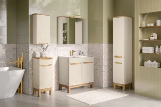 Badmöbel Set 5-tlg Badezimmerset DEVI Cashmere Schrank 80cm inkl. Waschtisch ...