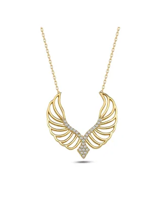 Dkeniz Anhänger mit Kette 925/- Sterling Silber vergoldet Modern Design Silberkette