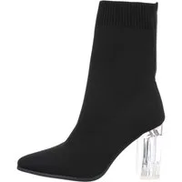 Ital-Design Damen Abendschuhe Elegant High-Heel-Stiefelette (84338429) Blockabsatz High-Heel Stiefeletten in Schwarz