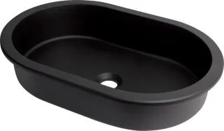 Neuesbad Serie 600 Mineralguss Einbauwaschtisch von unten, oval, schwarz matt NB1CQS_NU6U1