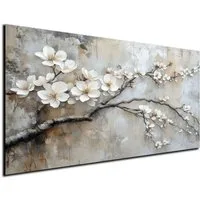 DARO Design Leinwandbild Modern Abstrakt Wandbilder XXL Wandbild Wand Deko Leinwand Bilder, (Mandelzweig - Bild groß Wohnzimmer Schlafzimmer Küche Esszimmer Einteilig Querformat Fotodruck Leinwände Wanddeko Abstrakte Kunst Boho), 30x20 cm