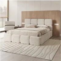 FDM Polsterbett CLOUDY Bettgestell Bett 140x200, 160x200, 180x200 cm Bestseller (verfügbar 140x200 160x200 180x200cm, Bettrahmen, Bett, mit großen gepolsterten Kopfteil, mit Bettkasten zum aufklappen), Hebbarer Metallrahmen, Bettkasten, ohne Matratze