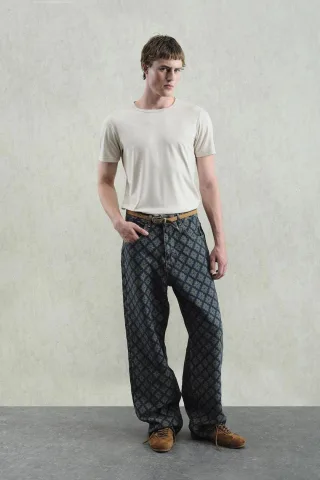 Baggy Fit Bedruckte Denim-Jeans