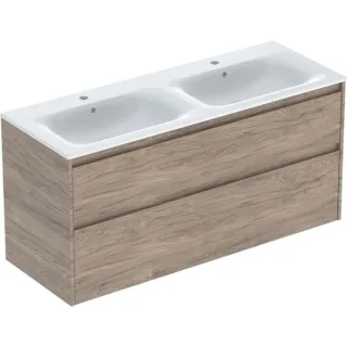 Geberit Renova Plan Set Doppelmöbelwaschtisch schmaler Rand, mit Unterschrank, zwei, 504042JR1 504042JR1